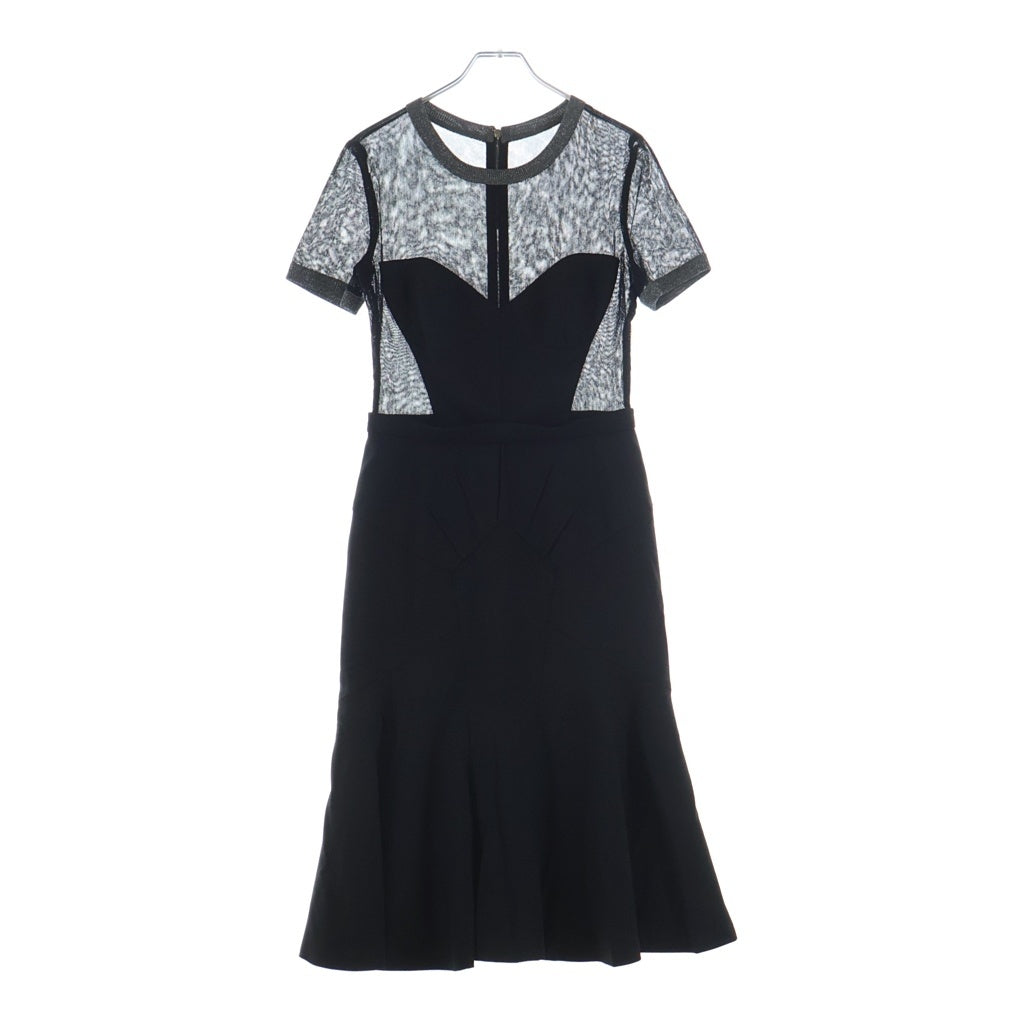 DOLCE & GABBANA(ドルチェアンドガッバーナ) バックジップ 半袖メッシュワンピース ブラック #42 レディース