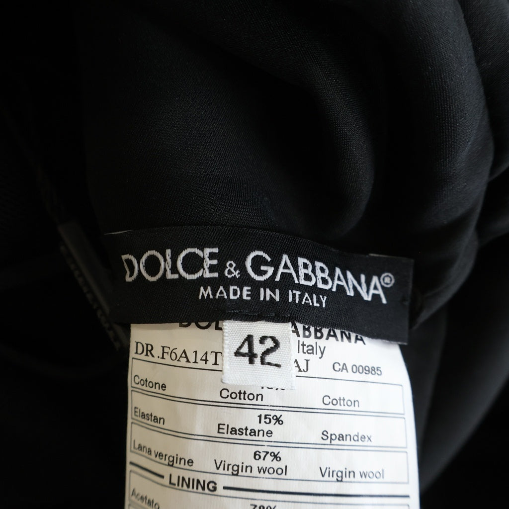 DOLCE & GABBANA(ドルチェアンドガッバーナ) バックジップ 半袖メッシュワンピース ブラック #42 レディース