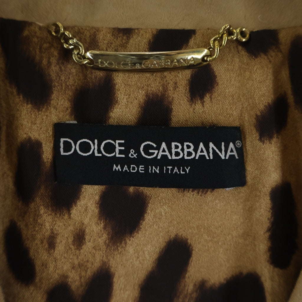 DOLCE & GABBANA(ドルチェアンドガッバーナ) インナーレオパード柄 スエードライトジャケット ベージュ #44 レディース