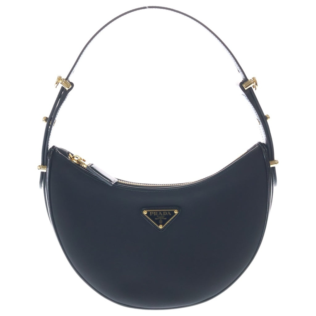 PRADA(プラダ) アーケ 2wayワンショルダーバッグ ハンドバッグ ブラック ナイロン×レザー ゴールド金具 レディース