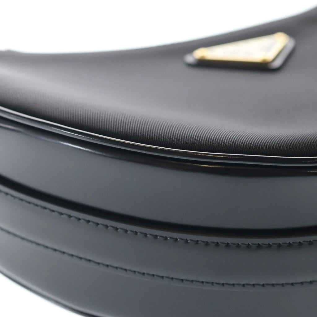 PRADA(プラダ) アーケ 2wayワンショルダーバッグ ハンドバッグ ブラック ナイロン×レザー ゴールド金具 レディース