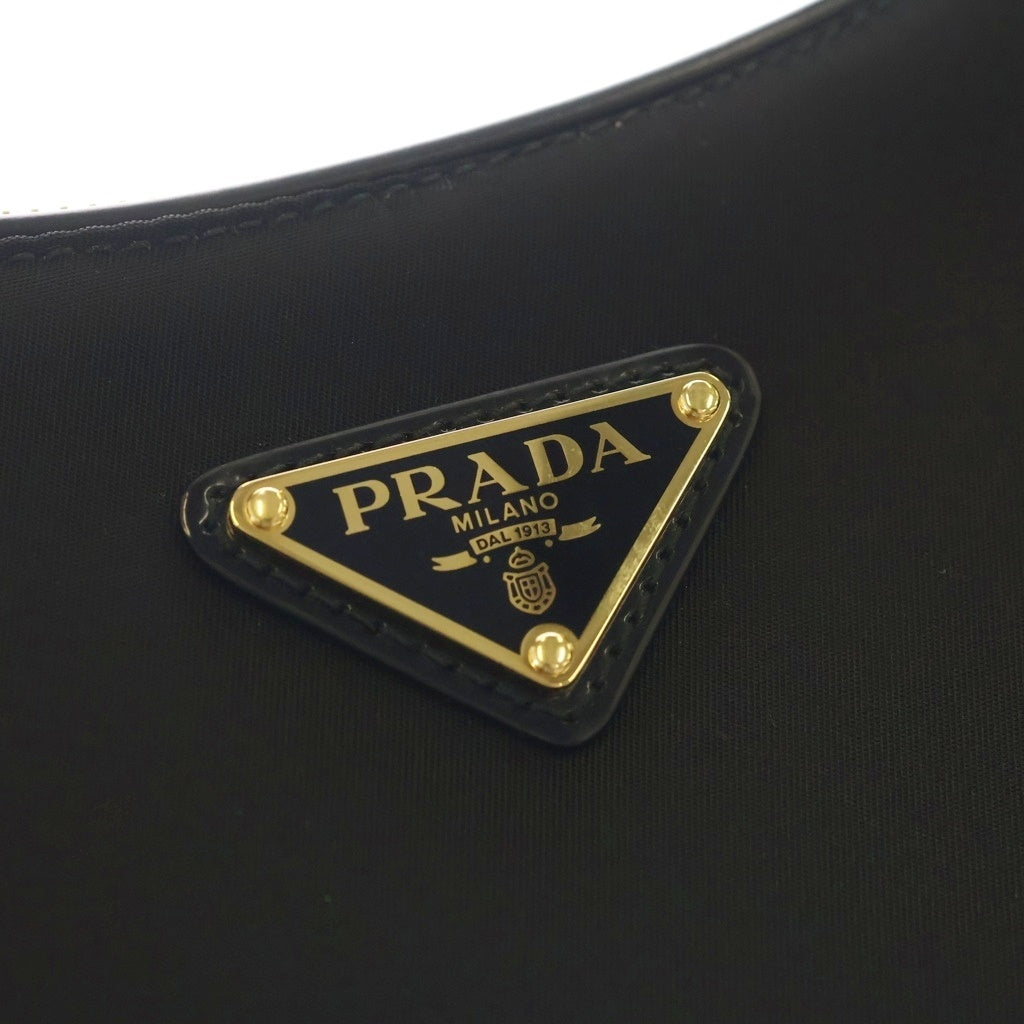 PRADA(プラダ) アーケ 2wayワンショルダーバッグ ハンドバッグ ブラック ナイロン×レザー ゴールド金具 レディース
