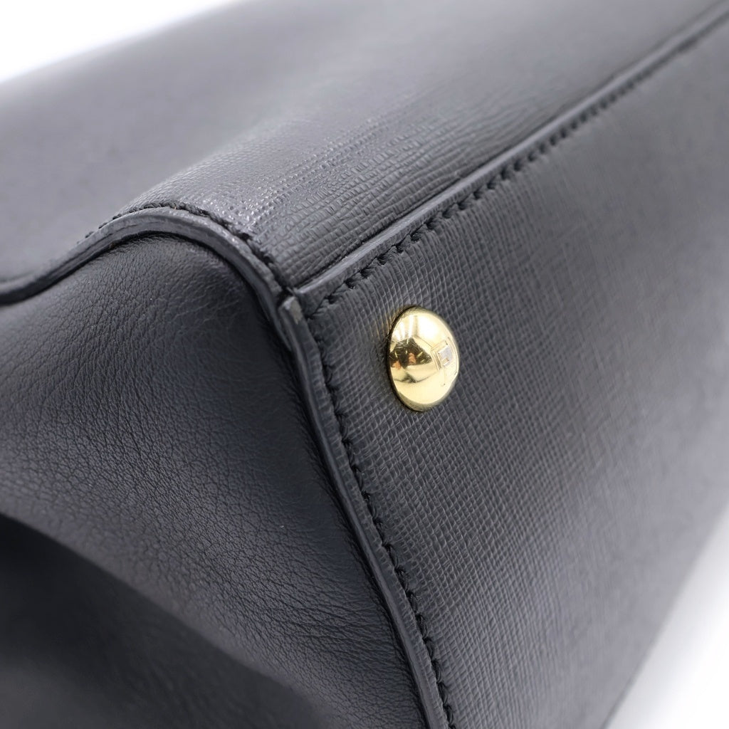 FENDI(フェンディ) プチトゥージュール 2way バック レザー ブラック ゴールド金具 8BH253 レディース