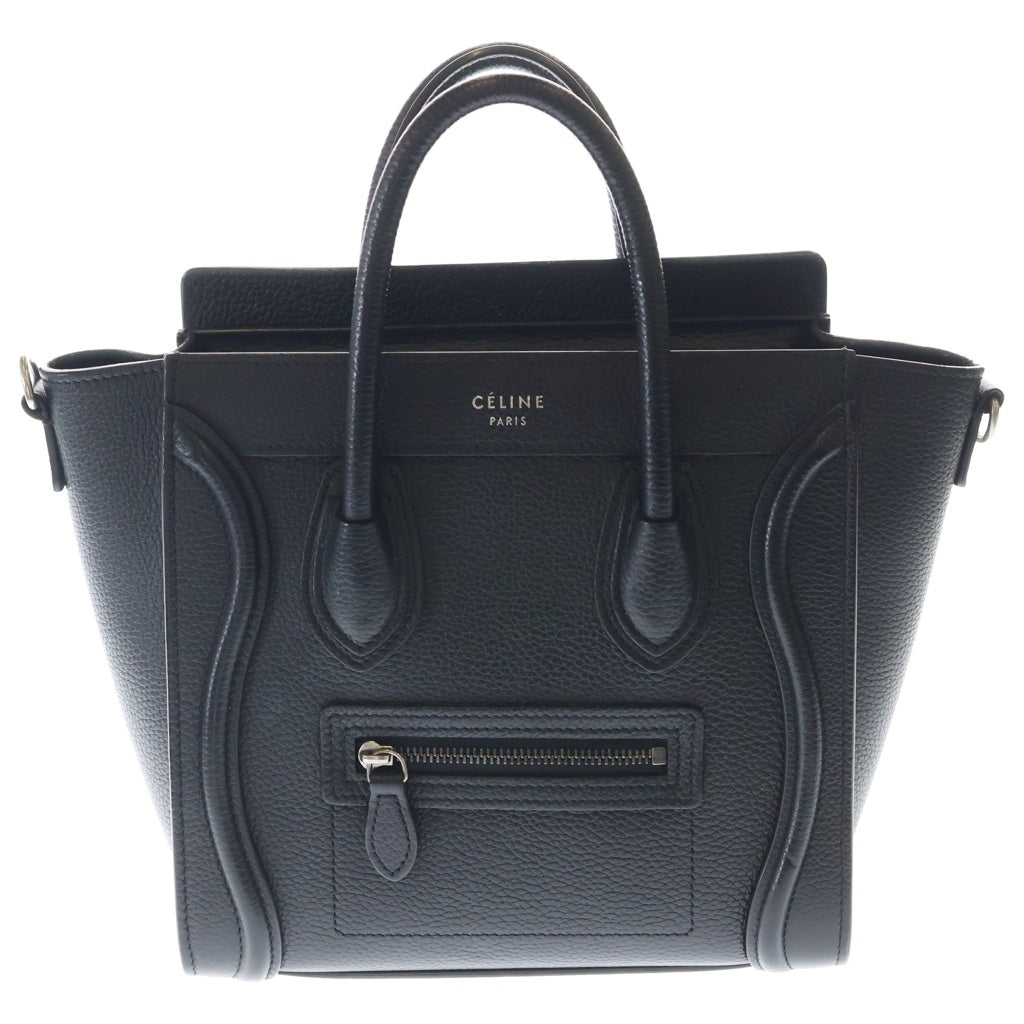 CELINE(セリーヌ) ラゲージ ナノ 2WAYバッグ ハンドバッグ ショルダーバッグ ブラック レザー シルバー金具 レディース