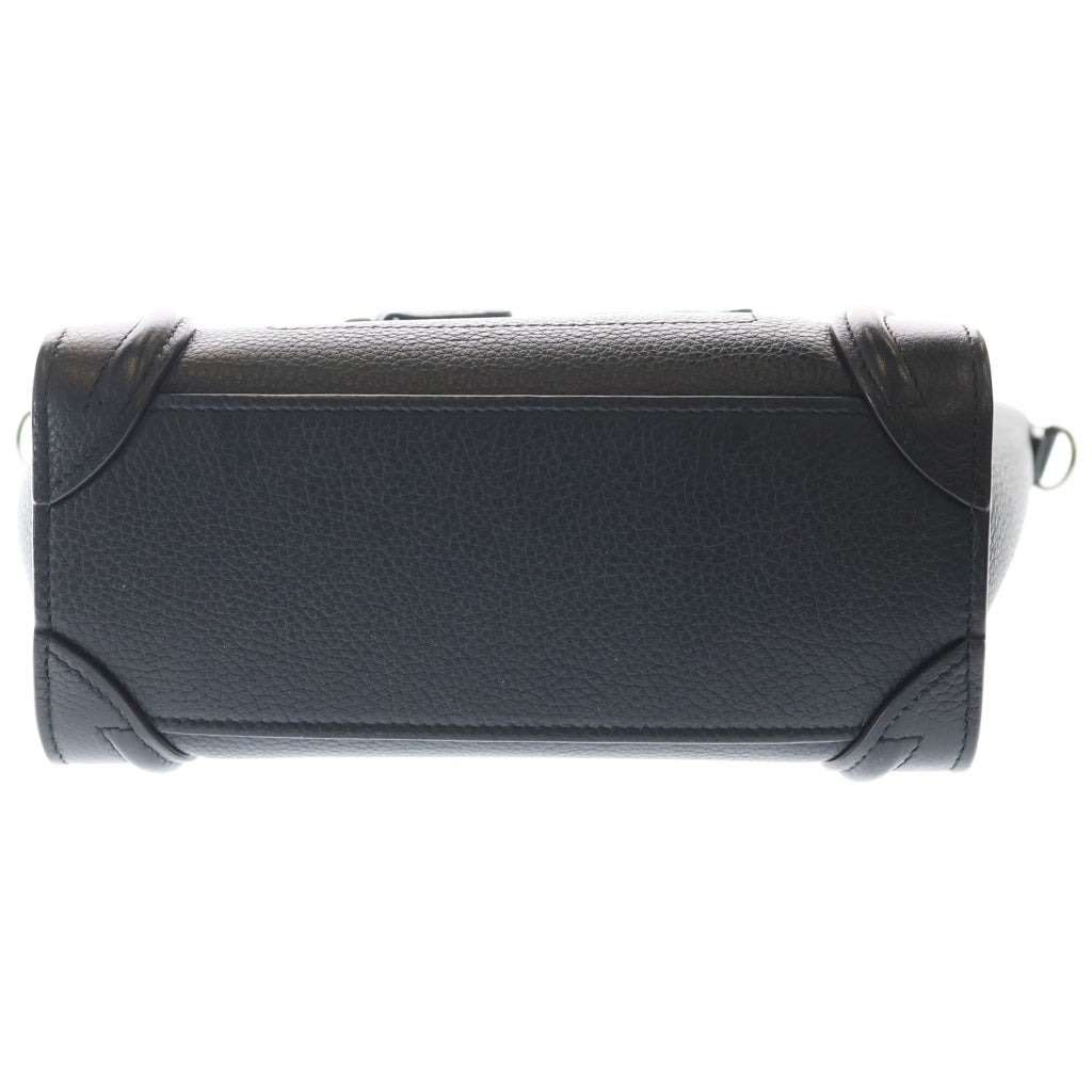 CELINE(セリーヌ) ラゲージ ナノ 2WAYバッグ ハンドバッグ ショルダーバッグ ブラック レザー シルバー金具 レディース