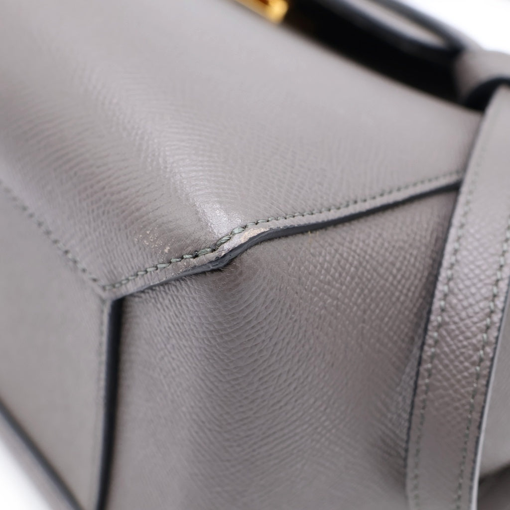 CELINE(セリーヌ) ベルトバッグ マイクロ 2wayショルダーバック グレー ゴールド金具 レザー レディース