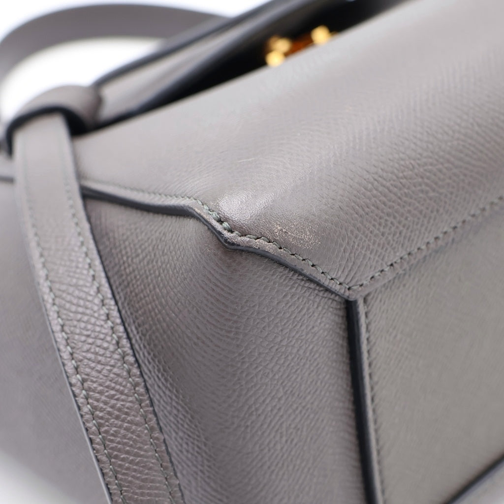 CELINE(セリーヌ) ベルトバッグ マイクロ 2wayショルダーバック グレー ゴールド金具 レザー レディース