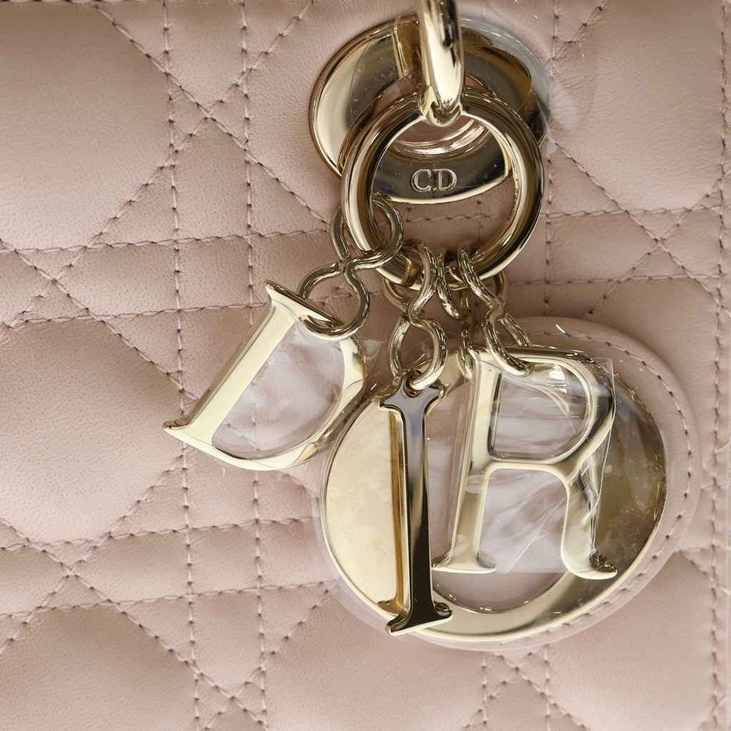 Christian Dior(クリスチャンディオール) MY LADY DIOR マイレディディオール カナージュ スモール ハンドバッグ ピンク レザー レディース