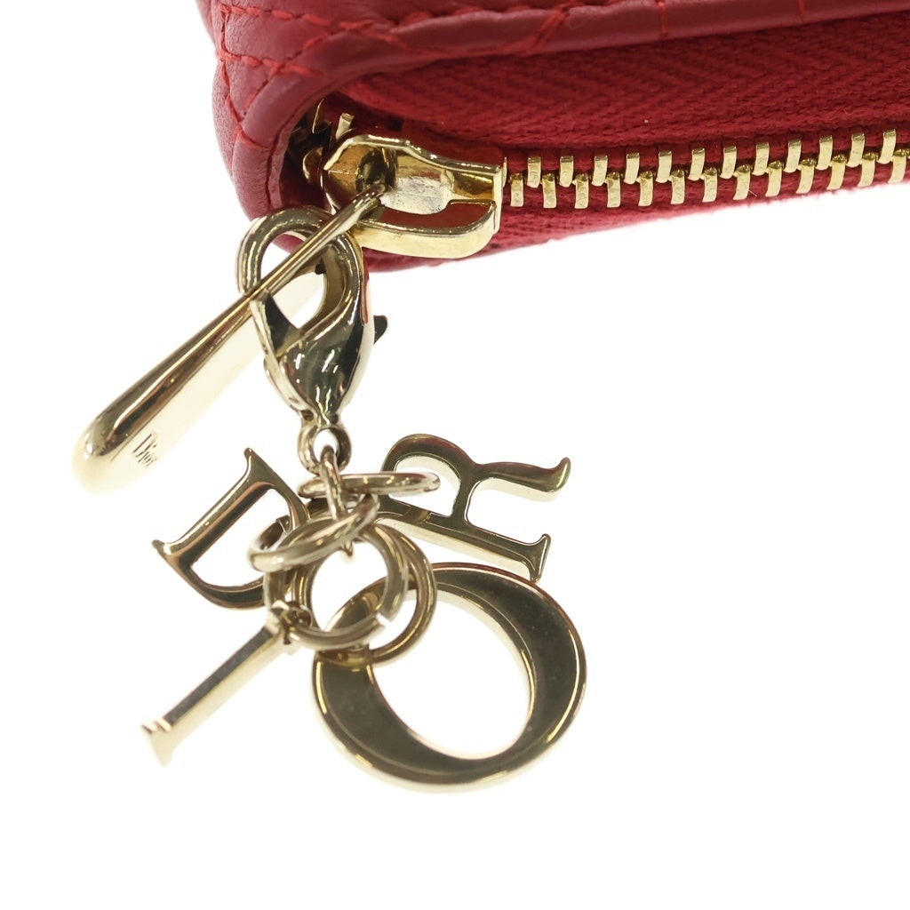 Christian Dior(クリスチャンディオール) レディ ディオール ヴォヤージュ コイン カードケース レザー カナージュ ハート レッド S0985ONHG レディース