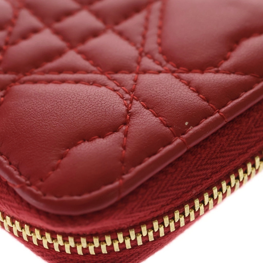 Christian Dior(クリスチャンディオール) レディ ディオール ヴォヤージュ コイン カードケース レザー カナージュ ハート レッド S0985ONHG レディース