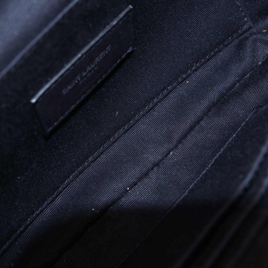 SAINT LAURENT PARIS(サンローランパリ) ボディバッグ ウエストバッグ ショルダーバッグ ブラック レザー×スパンコール ラメ グリッター 505671 シルバー金具 レディース