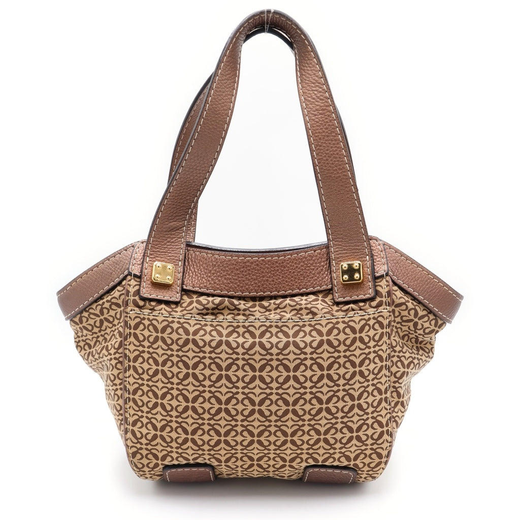 LOEWE(ロエベ) ニューロードライン トートバッグ ハンドバッグ ブラウン×ベージュ レザー×キャンバス ゴールド金具 レディース