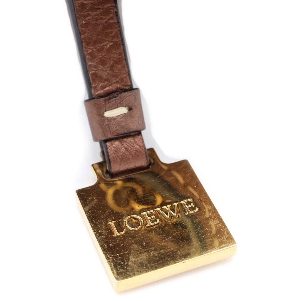 LOEWE(ロエベ) ニューロードライン トートバッグ ハンドバッグ ブラウン×ベージュ レザー×キャンバス ゴールド金具 レディース