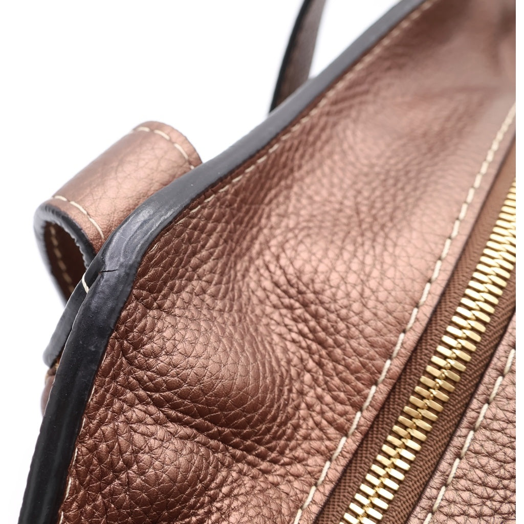 LOEWE(ロエベ) ニューロードライン トートバッグ ハンドバッグ ブラウン×ベージュ レザー×キャンバス ゴールド金具 レディース