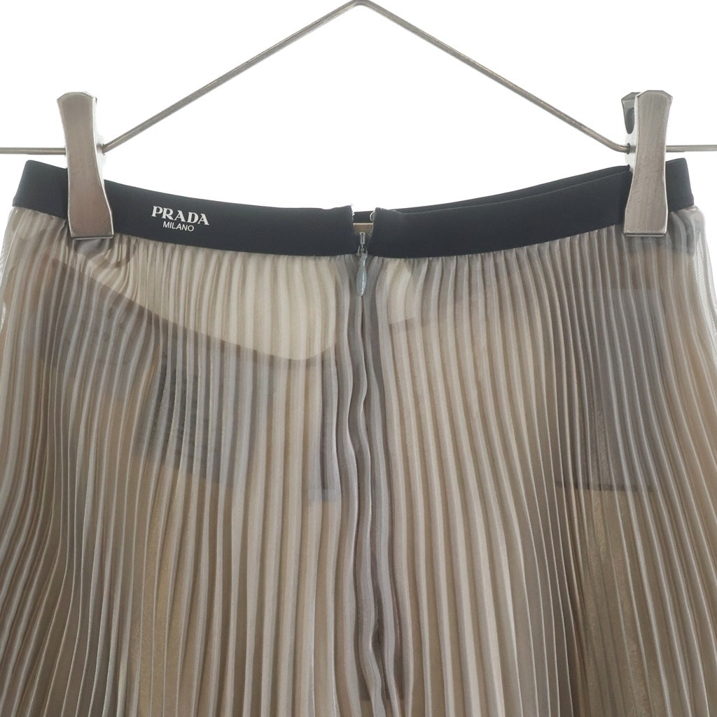 PRADA(プラダ) Pleated Skirt プリーツスカート ポリエステル ゴムウエスト シルバー P107V レディース