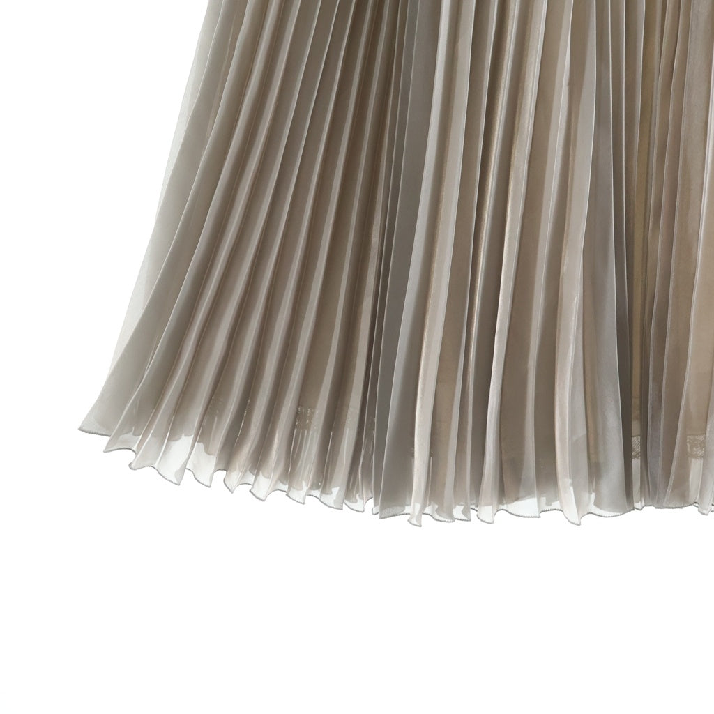 PRADA(プラダ) Pleated Skirt プリーツスカート ポリエステル ゴムウエスト シルバー P107V レディース