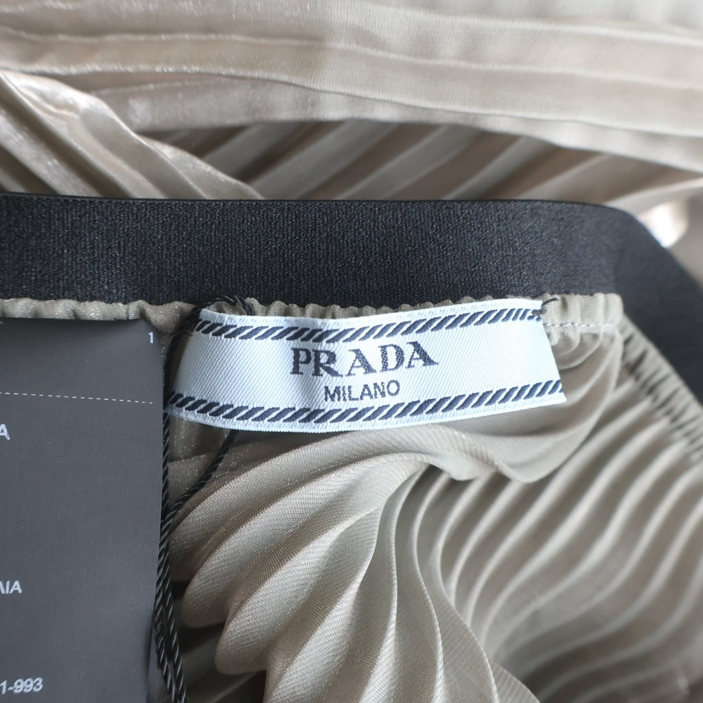 PRADA(プラダ) Pleated Skirt プリーツスカート ポリエステル ゴムウエスト シルバー P107V レディース