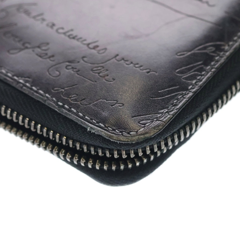 Berluti(ベルルッティ) カリグラフィ イタウバ ロングウォレット 長財布 カードケース パープル レザー シルバー金具 レディース