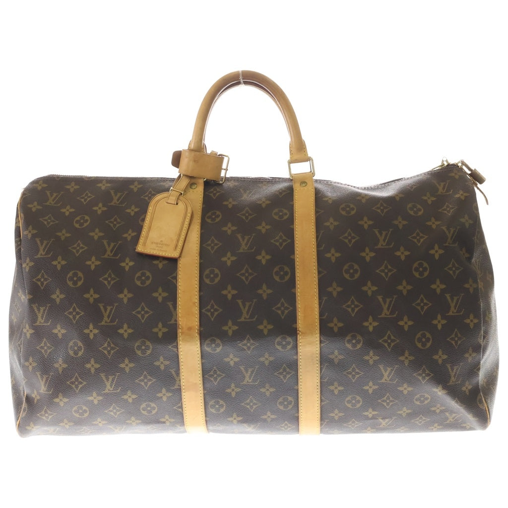 LOUIS VUITTON(ルイヴィトン) モノグラム キーポル55 ボストンバッグ ハンドバッグ トラベルバッグ ブラウン レザー×PVC M41424 ゴールド金具 レディース