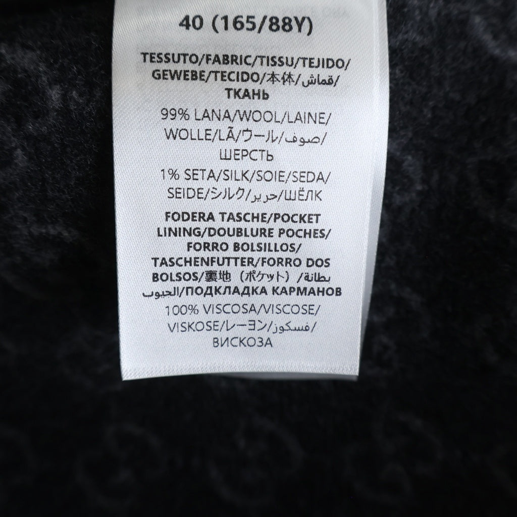 GUCCI(グッチ) 25AW ロゴ刺繍 シルク混ウール ジップアップ フーデッド ジャケット グレー 808884