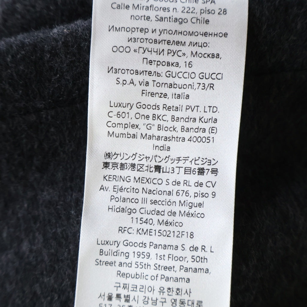 GUCCI(グッチ) 25AW ロゴ刺繍 シルク混ウール ジップアップ フーデッド ジャケット グレー 808884