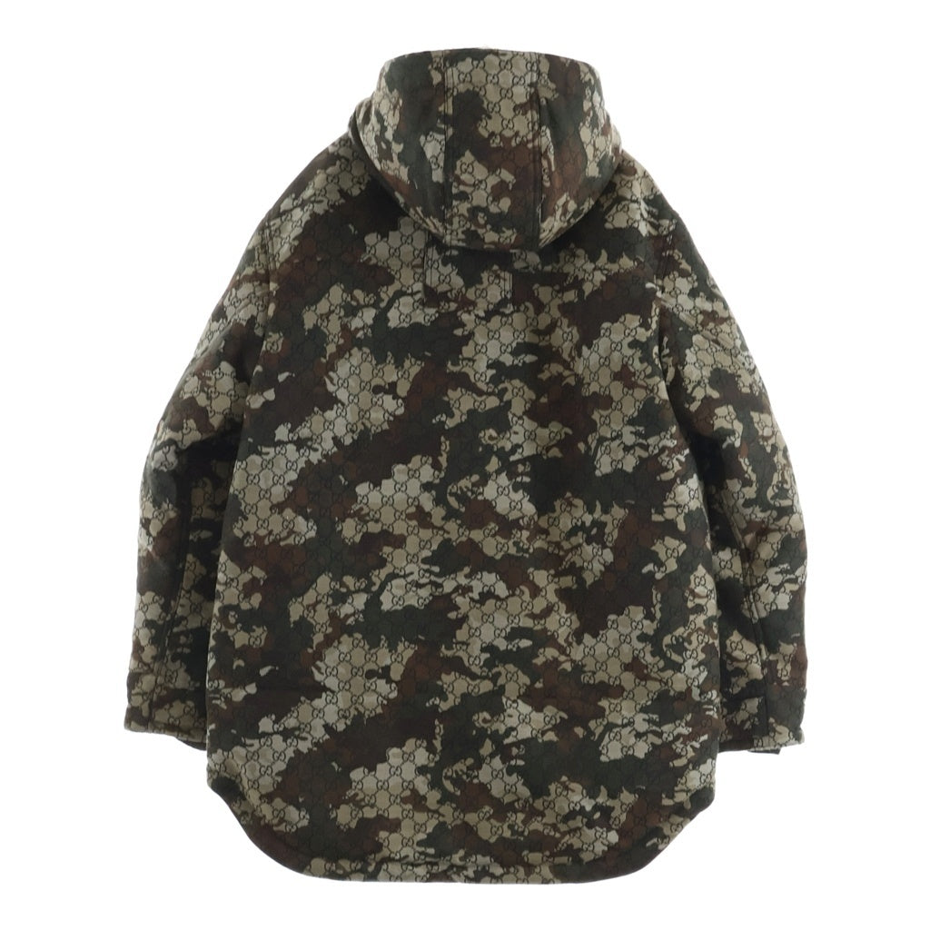 GUCCI(グッチ) GGマーブル ジャガード 総柄 ジップアップ 中綿 ジャケット カーキ 851258
