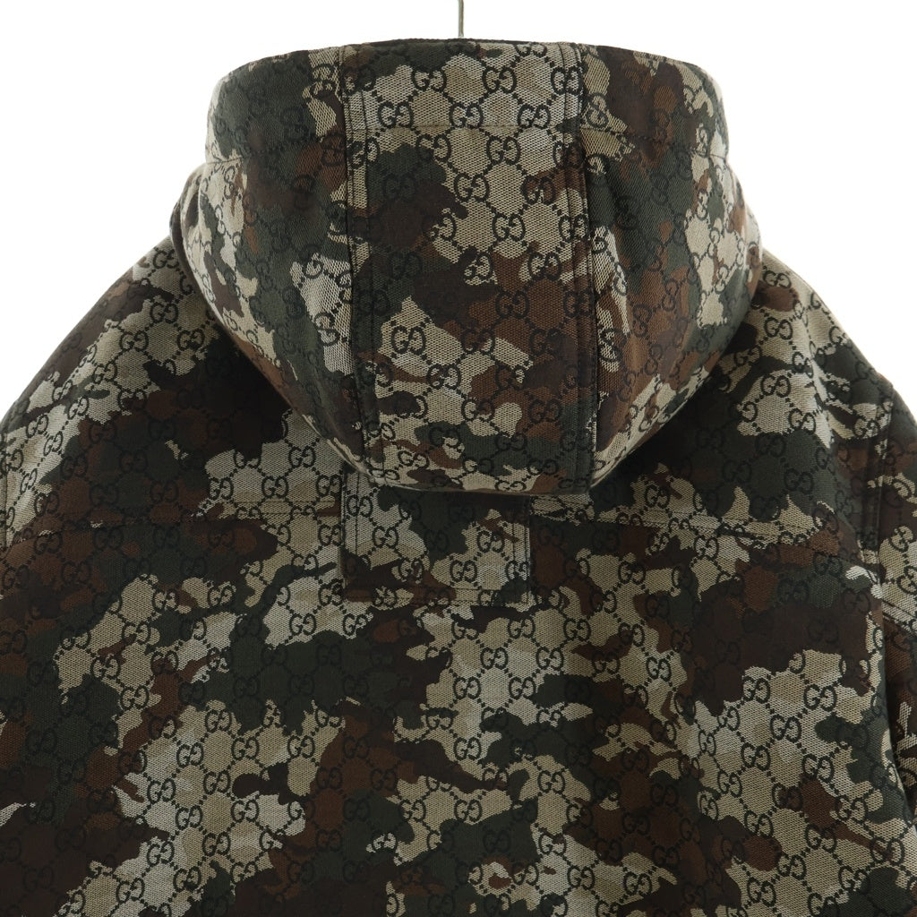 GUCCI(グッチ) GGマーブル ジャガード 総柄 ジップアップ 中綿 ジャケット カーキ 851258