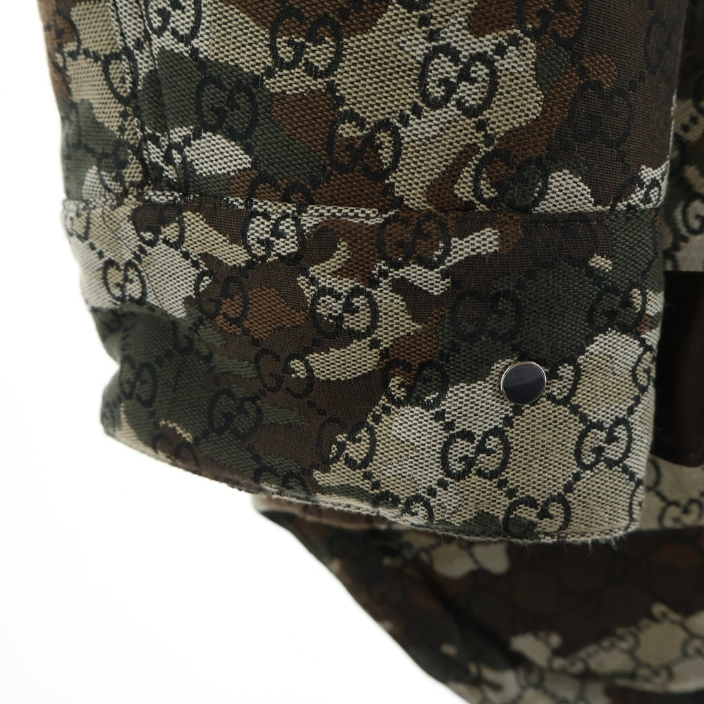 GUCCI(グッチ) GGマーブル ジャガード 総柄 ジップアップ 中綿 ジャケット カーキ 851258
