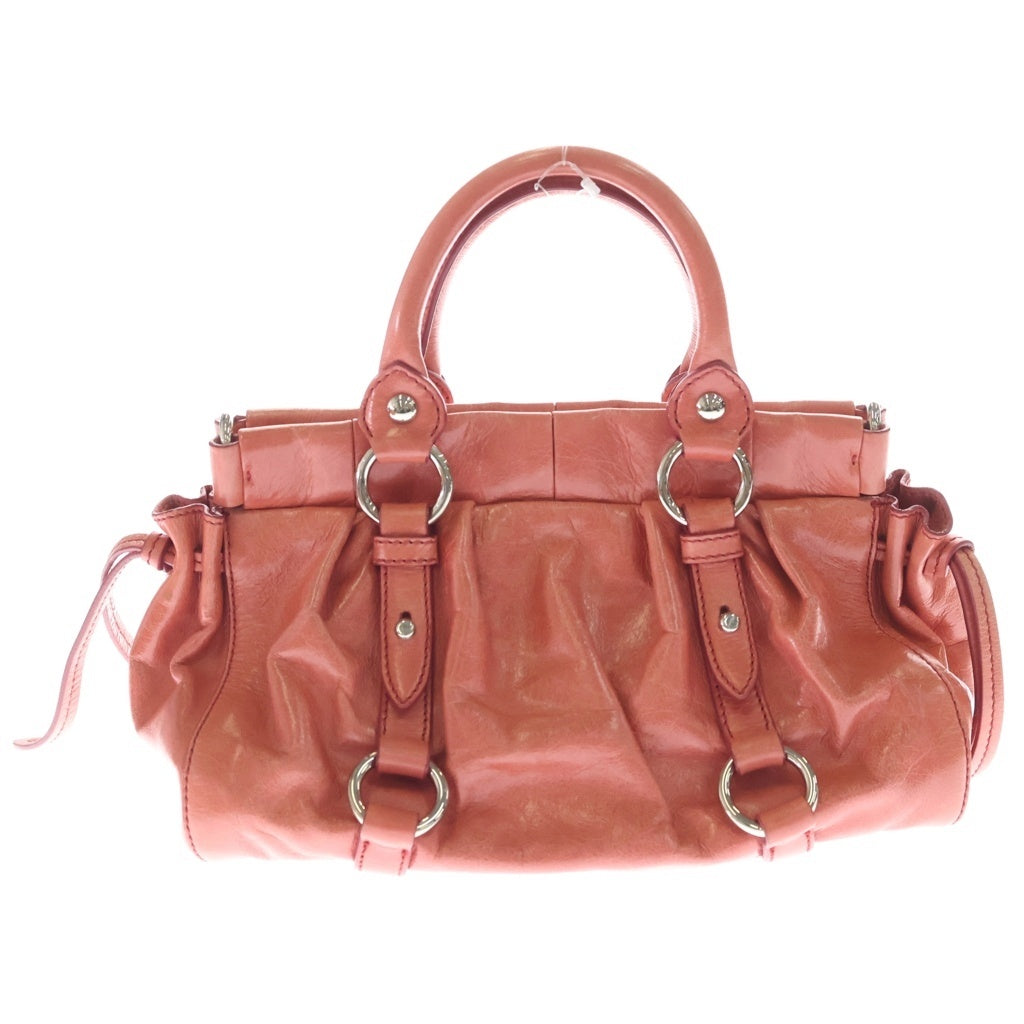 miumiu(ミュウミュウ) ヴィッテロリュクス 2WAYハンドバッグ ショルダーバッグ サーモンピンク レザー シルバー金具 レディース