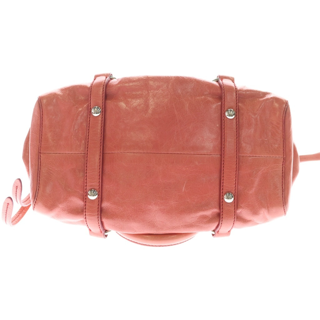 miumiu(ミュウミュウ) ヴィッテロリュクス 2WAYハンドバッグ ショルダーバッグ サーモンピンク レザー シルバー金具 レディース