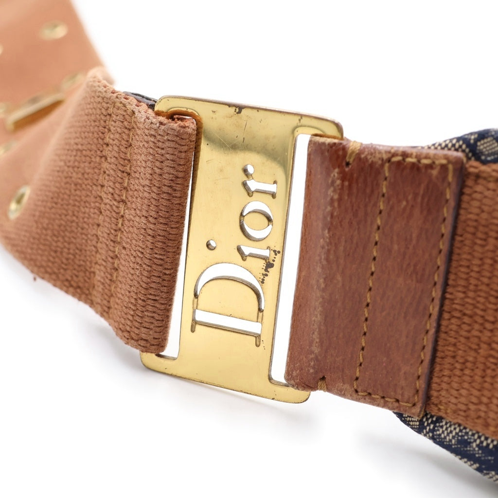 Christian Dior(クリスチャンディオール) トロッター ストリートシック ホーボー ワンショルダーバッグ ブラウン×ネイビー レザー×キャンバス ゴールド金具 レディース