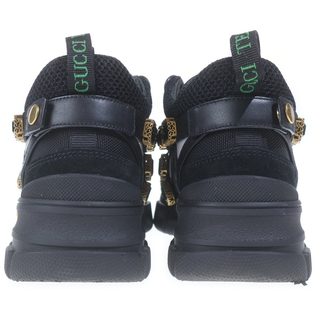 GUCCI(グッチ) フラッシュトレック ビジュー ラバーロゴ ローカットシューズ スニーカー ブラック レディース