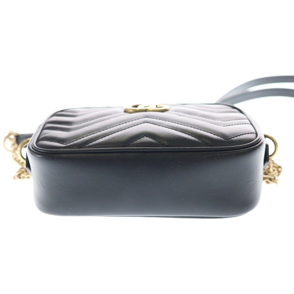 GUCCI(グッチ) GGマーモント キルティング レザー ゴールド金具 カメラバッグ チェーン ショルダーバッグ ブラック 448065 レディース