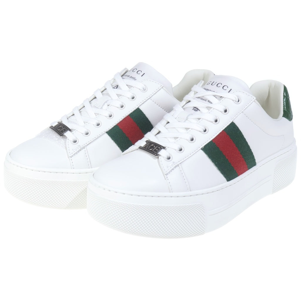 GUCCI(グッチ) ウェブストライプ ローカットスニーカー シューズ レザー ホワイト 791399 レディース