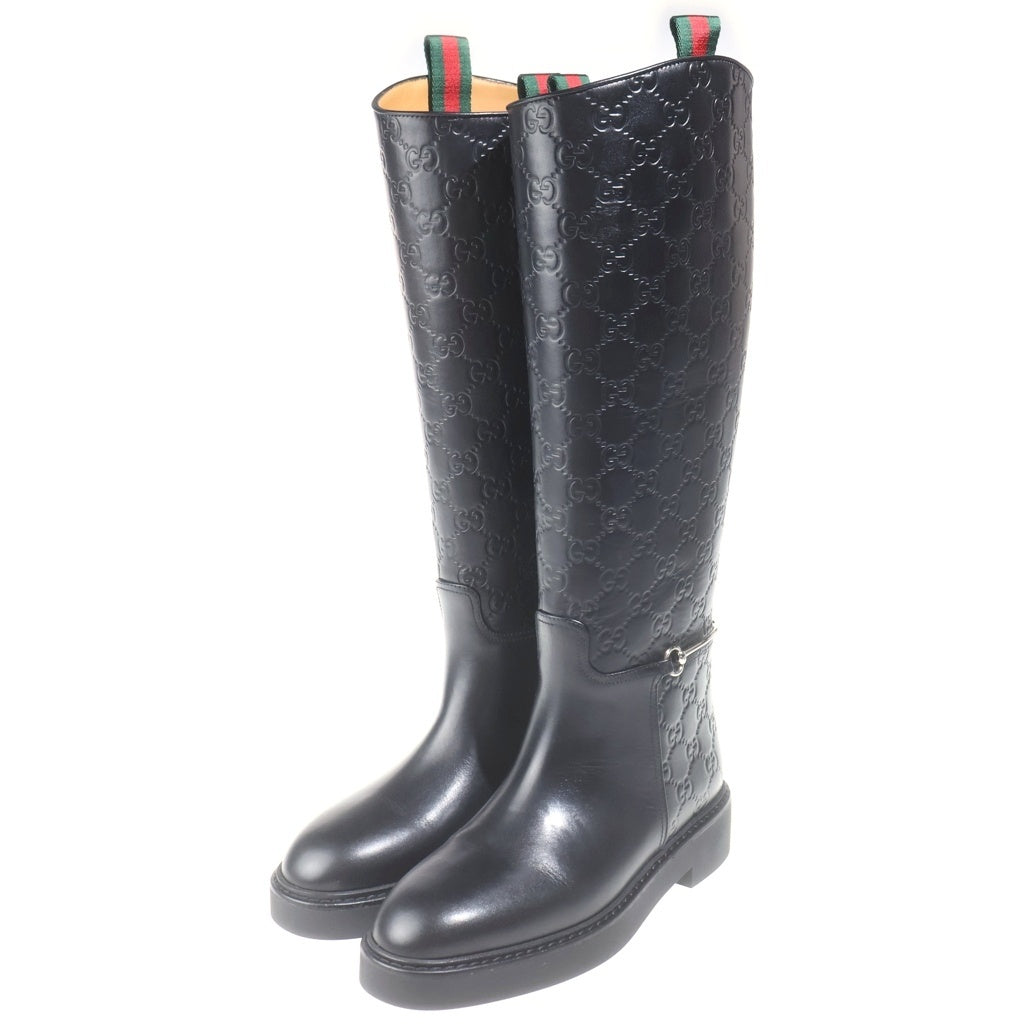GUCCI(グッチ) □ホースビット GG ロングブーツ 黒 361/2 806391