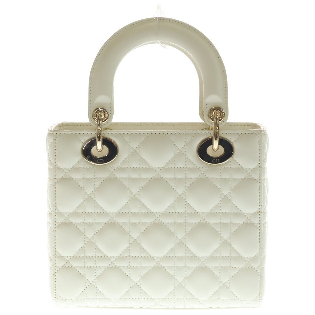 Christian Dior(クリスチャンディオール) マイレディディオール スモール カナージュ レザー ゴールド金具 2WAY ハンドバッグ ショルダーバッグ ホワイト アイボリー系 レディース