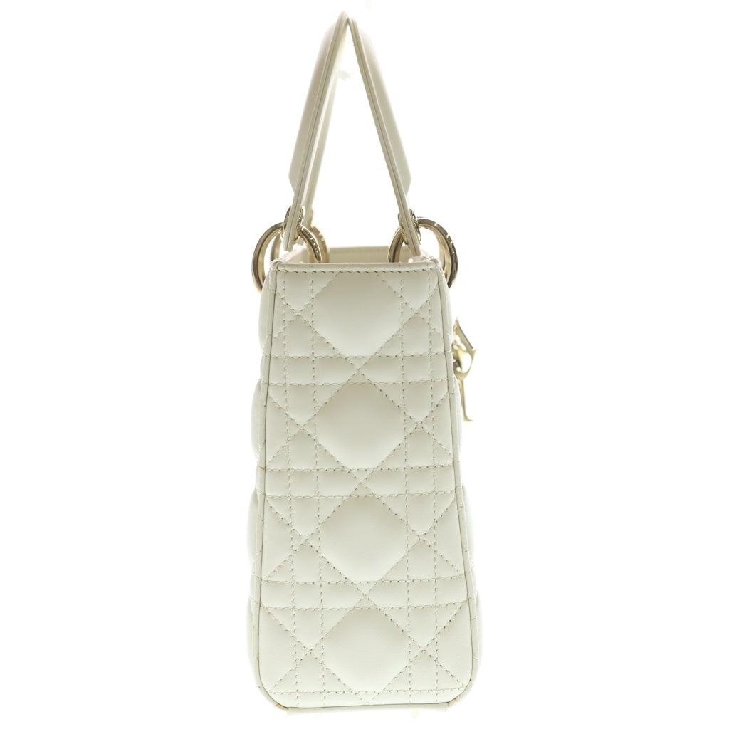 Christian Dior(クリスチャンディオール) マイレディディオール スモール カナージュ レザー ゴールド金具 2WAY ハンドバッグ ショルダーバッグ ホワイト アイボリー系 レディース
