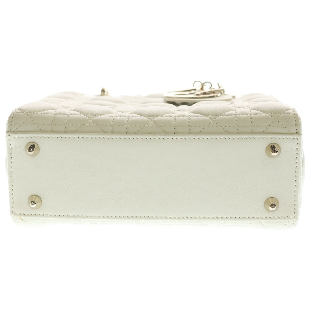 Christian Dior(クリスチャンディオール) マイレディディオール スモール カナージュ レザー ゴールド金具 2WAY ハンドバッグ ショルダーバッグ ホワイト アイボリー系 レディース