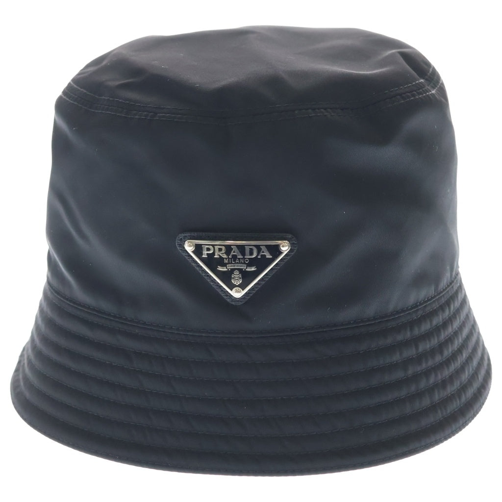 PRADA(プラダ) RE-NYLON リナイロン トライアングルロゴプレート バケットハット 帽子 ブラック 1HC137