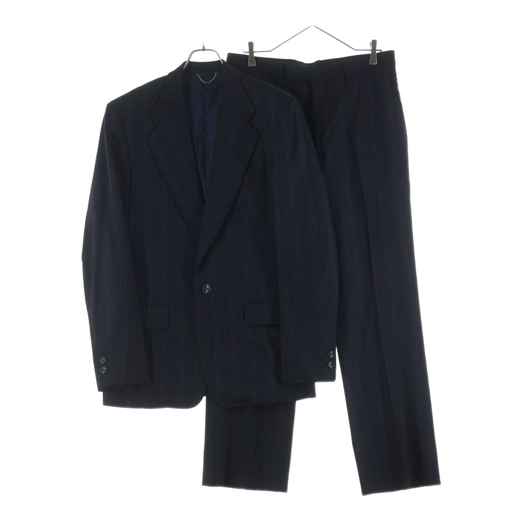 LOUIS VUITTON(ルイヴィトン) 06AW セットアップスーツ ストライプ総柄 ウール 1Bテーラードジャケット スラックスパンツ ネイビー RM062 MJJA50WRB