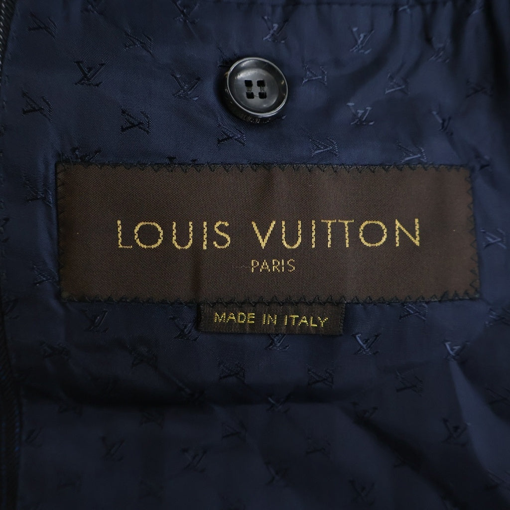 LOUIS VUITTON(ルイヴィトン) 06AW セットアップスーツ ストライプ総柄 ウール 1Bテーラードジャケット スラックスパンツ ネイビー RM062 MJJA50WRB