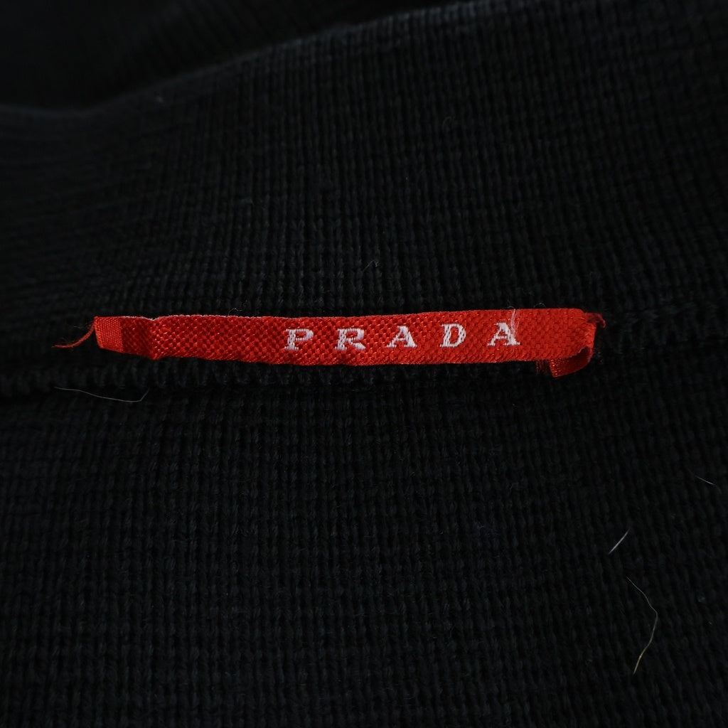 PRADA(プラダ) ラバーロゴ スタンドカラー ジップアップ ドライバーズ ニット ジャケット ブラック SMC4A
