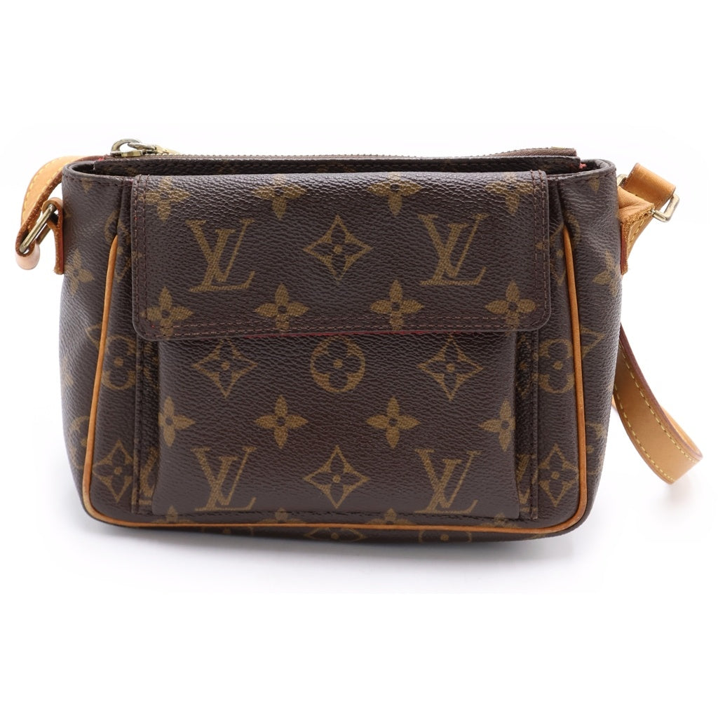 LOUIS VUITTON(ルイヴィトン) モノグラム ヴィバシテPM ショルダーバッグ ミニバッグ ブラウン レザー×PVC M51165 ゴールド金具 レディース