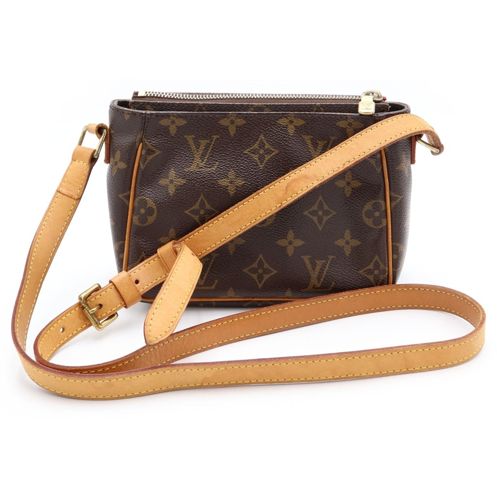 LOUIS VUITTON(ルイヴィトン) モノグラム ヴィバシテPM ショルダーバッグ ミニバッグ ブラウン レザー×PVC M51165 ゴールド金具 レディース