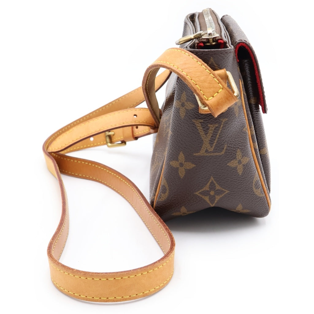 LOUIS VUITTON(ルイヴィトン) モノグラム ヴィバシテPM ショルダーバッグ ミニバッグ ブラウン レザー×PVC M51165 ゴールド金具 レディース