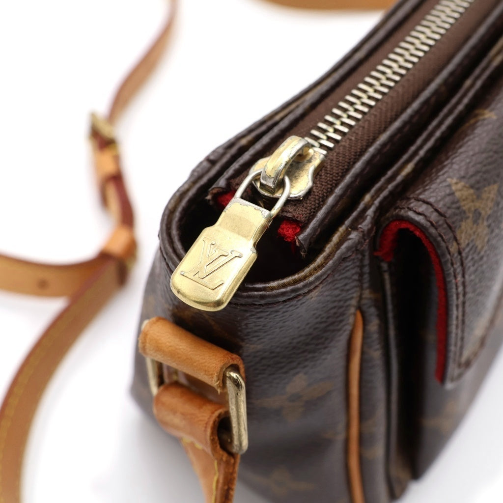 LOUIS VUITTON(ルイヴィトン) モノグラム ヴィバシテPM ショルダーバッグ ミニバッグ ブラウン レザー×PVC M51165 ゴールド金具 レディース