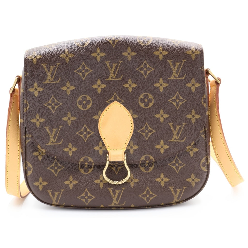 LOUIS VUITTON(ルイヴィトン) モノグラム サンクルーGM ショルダーバッグ ブラウン レザー×PVC M51242 ゴールド金具 レディース