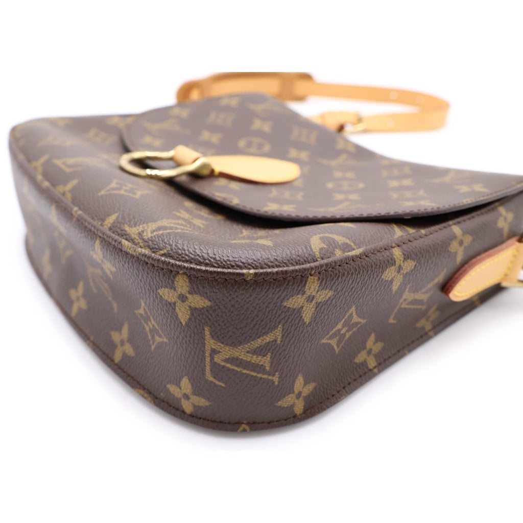 LOUIS VUITTON(ルイヴィトン) モノグラム サンクルーGM ショルダーバッグ ブラウン レザー×PVC M51242 ゴールド金具 レディース