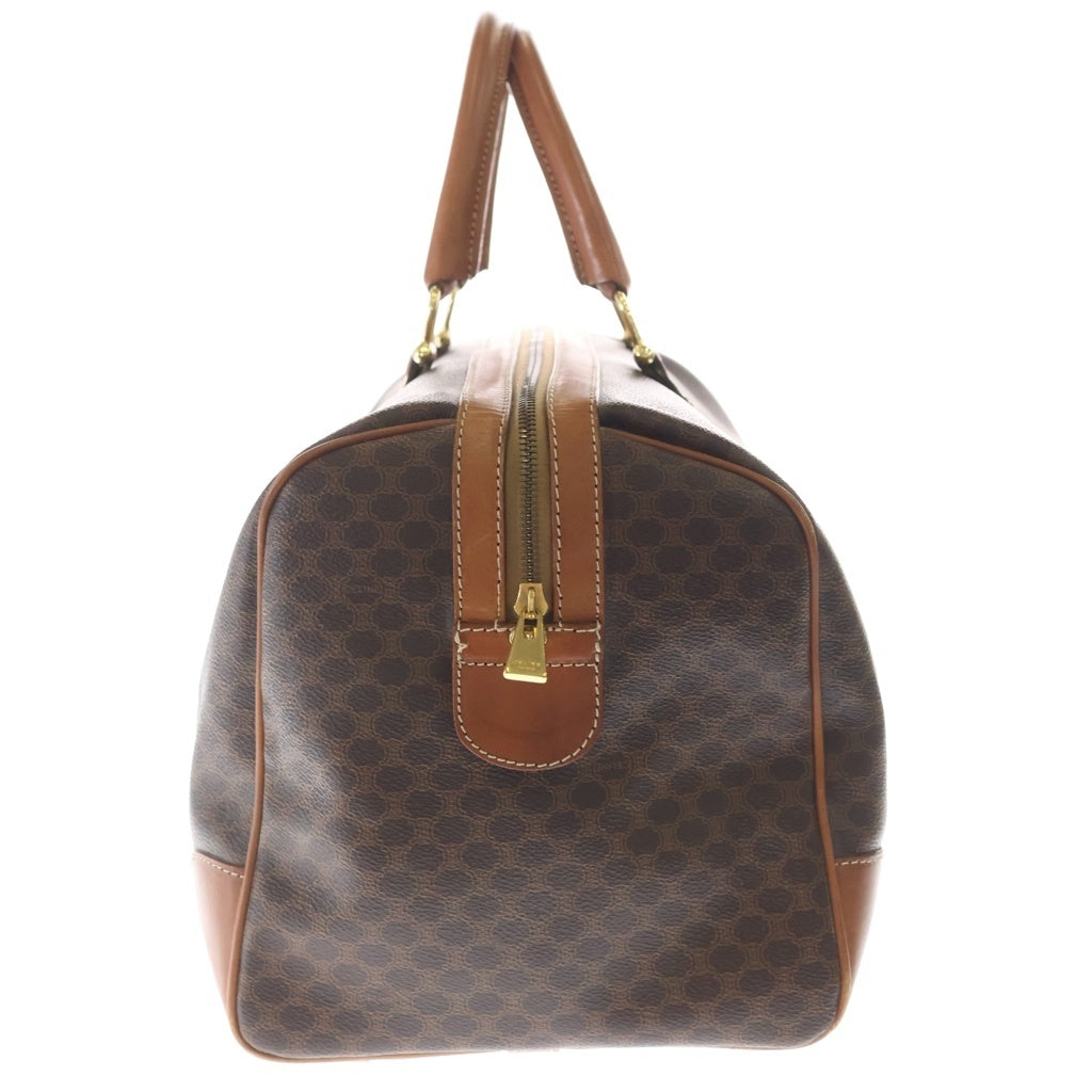 CELINE(セリーヌ) マカダム ボストンバッグ ハンドバッグ トラベルバッグ ブラウン レザー×PVC ゴールド金具 レディース