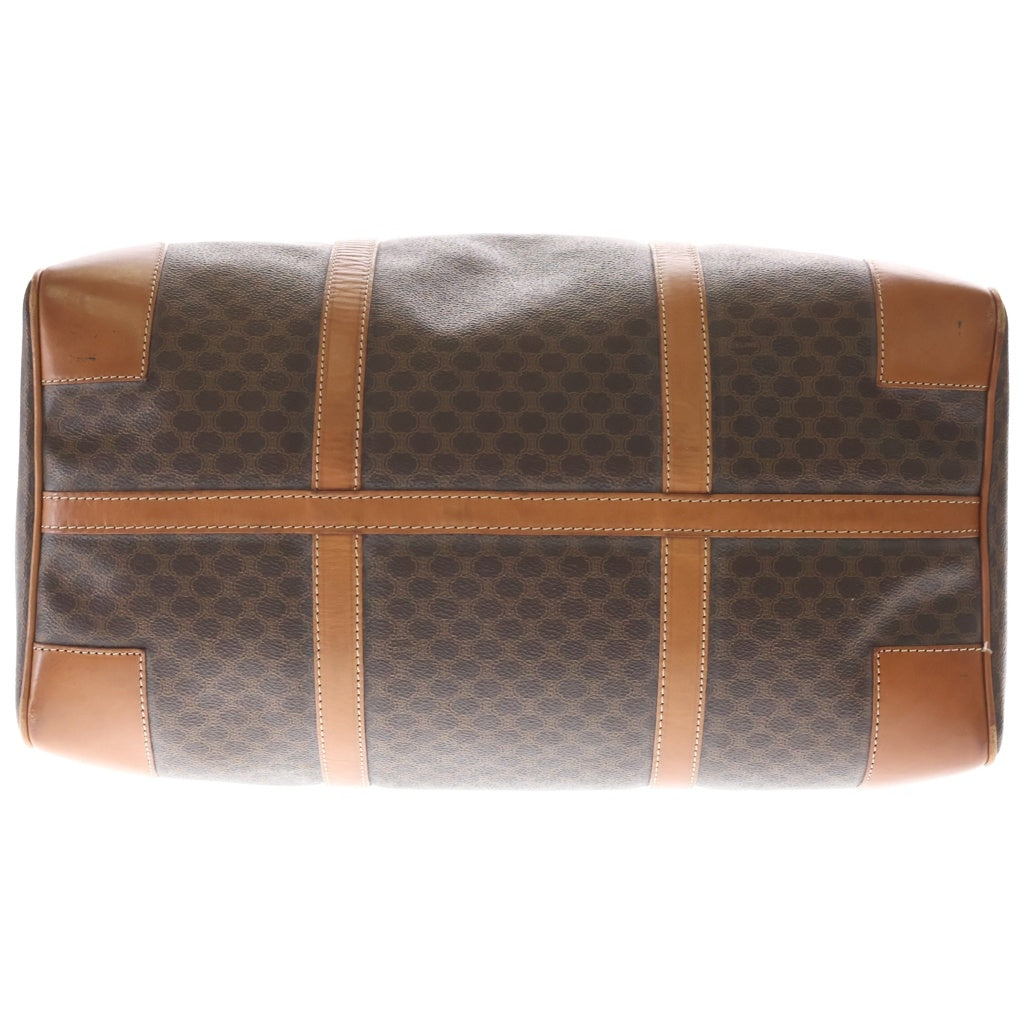 CELINE(セリーヌ) マカダム ボストンバッグ ハンドバッグ トラベルバッグ ブラウン レザー×PVC ゴールド金具 レディース